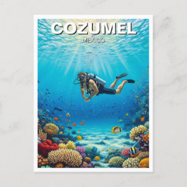 Diver in Cozumel Mexico Travel Briefkaart