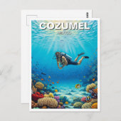 Diver in Cozumel Mexico Travel Briefkaart (Voorkant / Achterkant)