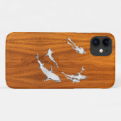 Diver met haaien op Teak Veneer Style Case-Mate iPhone Case (Achterkant (horizontaal))