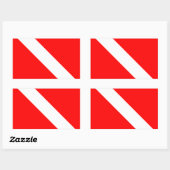Diver naar beneden duikende vlag rechthoekige sticker (Vel)
