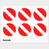 Diver naar beneden duikende vlag ronde sticker (Vel)