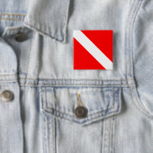 Diver naar beneden duikende vlag vierkante button 5,1 cm (In situ)