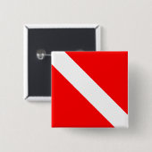 Diver naar beneden duikende vlag vierkante button 5,1 cm (Voorkant /achterkant)
