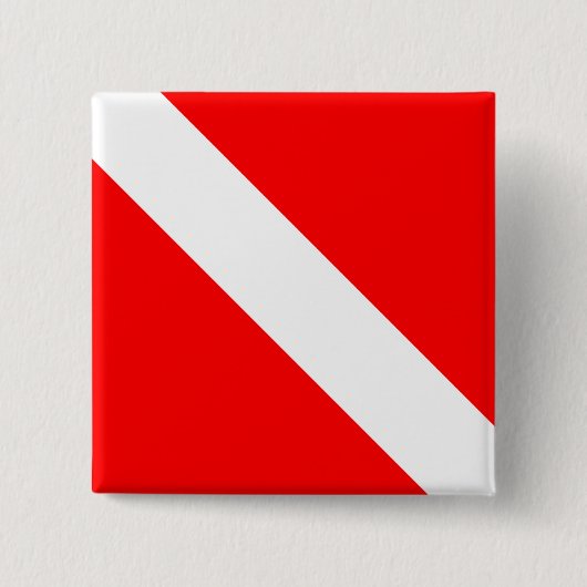 Diver naar beneden duikende vlag vierkante button 5,1 cm (Voorkant)