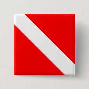 Diver naar beneden duikende vlag vierkante button 5,1 cm