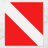 Diver naar beneden duikende vlag wijn etiket (Enkel label)