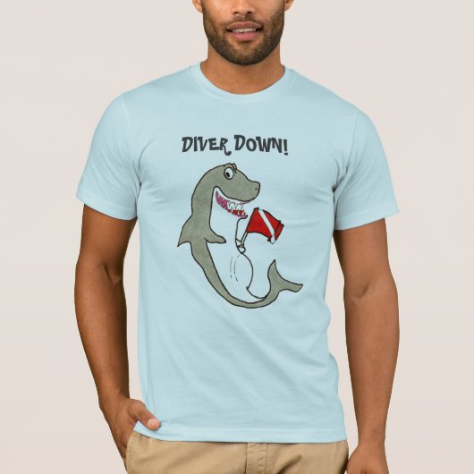 Diver naar Fat Happy Shark T-shirt (Voorkant)