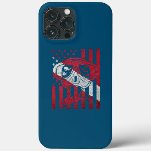 Diver omlaag drijven Vlag scuba duikend Amerikaans Case-Mate iPhone Case