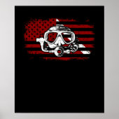 Diver omlaag drijven Vlag scuba duikend Amerikaans Poster (Voorkant)