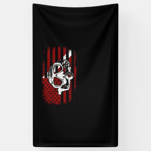 Diver omlaag drijven Vlag scuba duikend Amerikaans Spandoek (Verticaal)