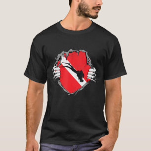 Diver omlaag drijven Vlag scuba duikend Amerikaans T-shirt