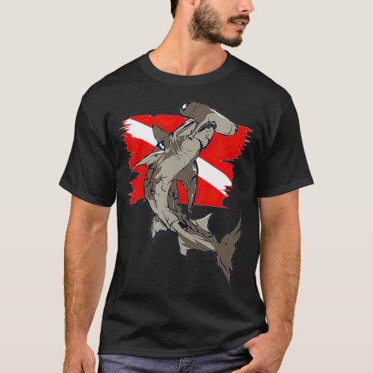 Diver omlaag Vlag Hammerhead Shark Scuba Diving  T-shirt (Voorkant)