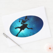 Diver onderwater ovale sticker (Envelop)