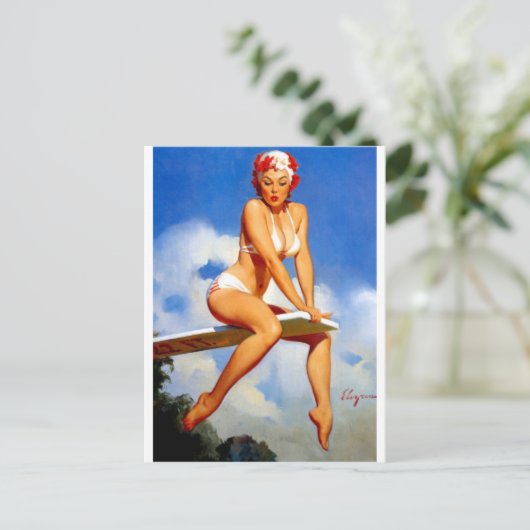 Diver Pin Up Briefkaart (Staand voorkant)