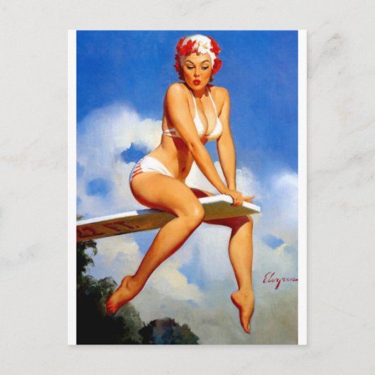 Diver Pin Up Briefkaart (Voorkant)