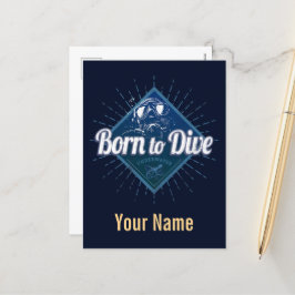 Diver retro Scuba Diving School Ocean Feestdagenkaart