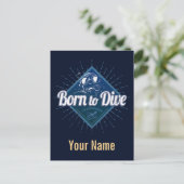 Diver retro Scuba Diving School  Ocean Feestdagenkaart (Staand voorkant)