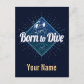 Diver retro Scuba Diving School  Ocean Feestdagenkaart (Voorkant)