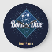 Diver retro Scuba Diving School  Ocean Grote Klok (Voorkant)