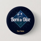 Diver retro Scuba Diving School  Ocean Ronde Button 5,7 Cm (Voorkant)