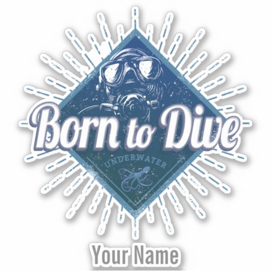 Diver retro Scuba Diving School  Ocean Sticker (Voorkant)