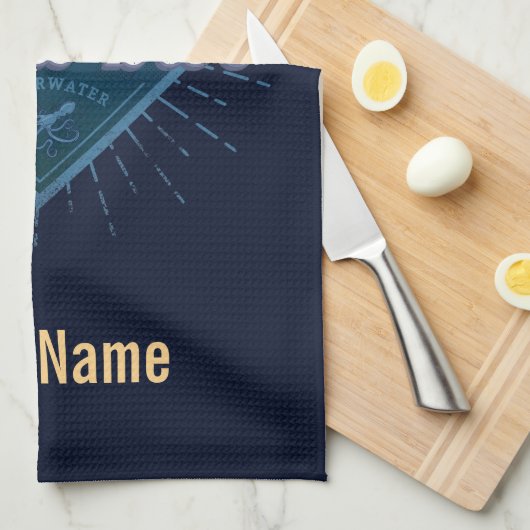 Diver retro Scuba Diving School  Ocean Theedoek (Quarter Fold)