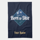 Diver retro Scuba Diving School  Ocean Theedoek (Verticaal)