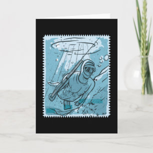 Diver Spear Vist Spearfish Diving Gift Dad Kaart