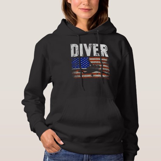 Diver US American Flag Dive Scuba Diving Hoodie (Voorkant)