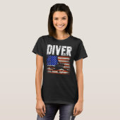Diver US American Flag Dive Scuba Diving T-shirt (Voorkant volledig)