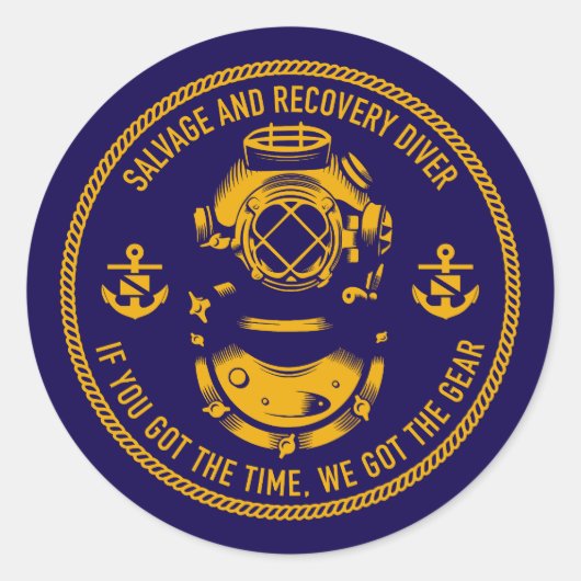 Diver voor berging en herstel ronde sticker (Voorkant)