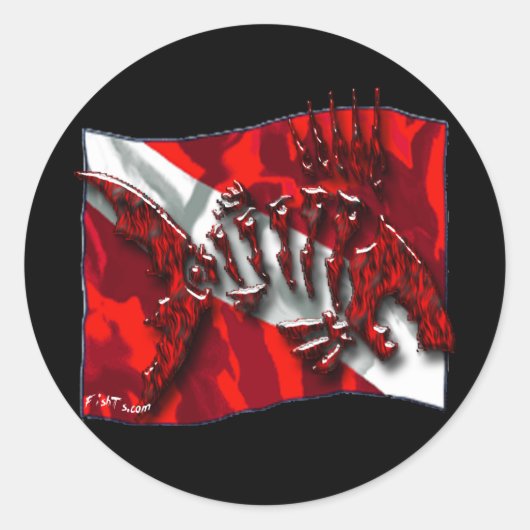 DiverDown-Collectie Ronde Sticker (Voorkant)