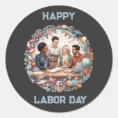 Divers Educatief Patriottisch Dag van de Arbeid Te Ronde Sticker (Voorkant)
