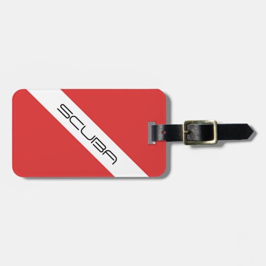 Divers Vlag, Emblem Red White - Scuba Diving Symbo Bagagelabel (Voorkant horizontaal)