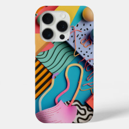 Diverse 3D-vormen met lijnpatronen iPhone 15 Pro Case