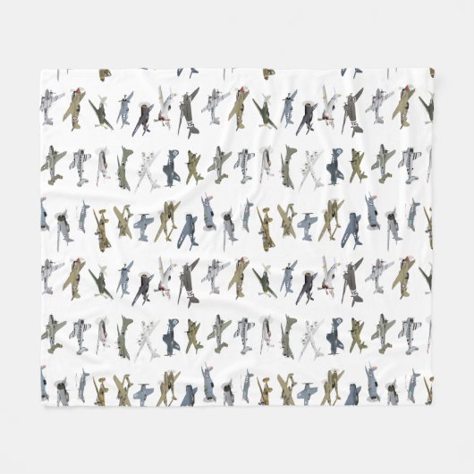 Diverse Amerikaanse WW2-vliegtuigen Fleece Deken (Voorkant (Horizontaal))