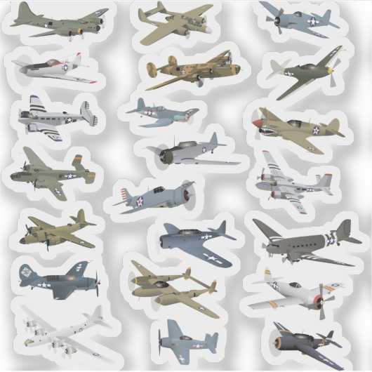 Diverse Amerikaanse WW2-vliegtuigen Sticker (Voorkant)