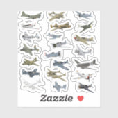 Diverse Amerikaanse WW2-vliegtuigen Sticker (Vel)