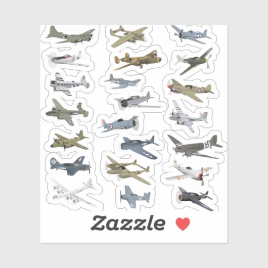 Diverse Amerikaanse WW2-vliegtuigen Sticker (Vel)