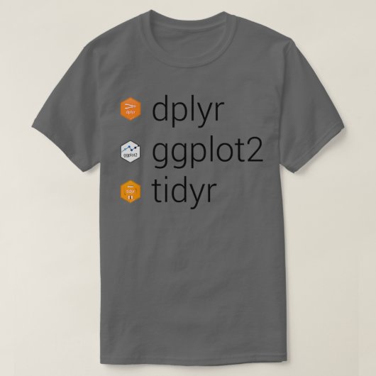 Diverse bibliotheken dplyr gplot2 tidyr t-shirt (Design voorkant)