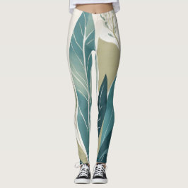 Diverse bladeren in groene tinten leggings