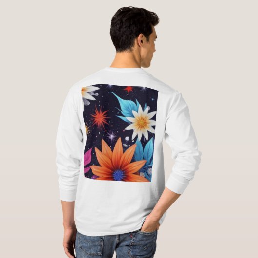 Diverse Bloemen in Schaduwen Patroon-24192 T-shirt (Achterkant volledig)
