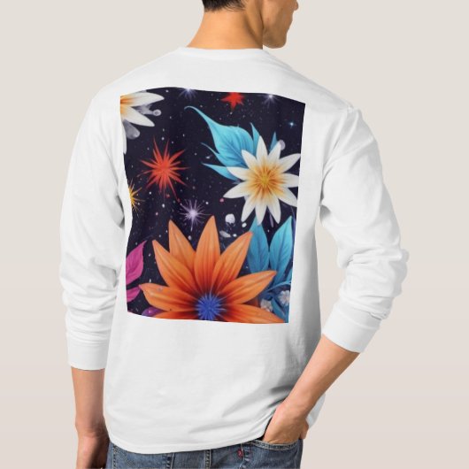Diverse Bloemen in Schaduwen Patroon-24192 T-shirt (Achterkant)