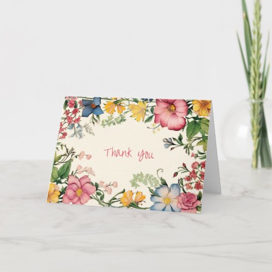 Diverse Bloemen, Kunst, Uw Tekst Bedankkaart (Voorkant)