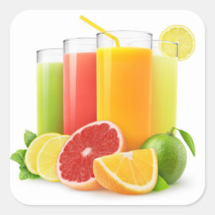 Diverse citrusvruchtensappen vierkante sticker