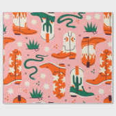 Diverse cowboylaarzen patroon cadeaupapier (Vlak)