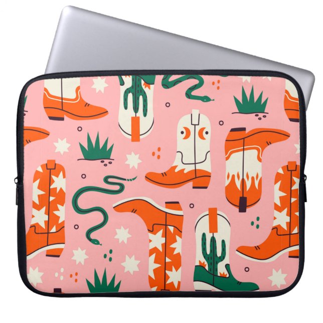 Diverse cowboylaarzen patroon laptop sleeve (Voorkant)