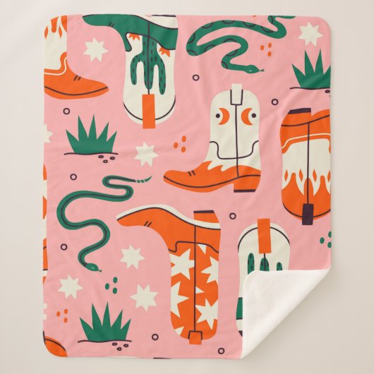 Diverse cowboylaarzen patroon sherpa deken (Voorkant)