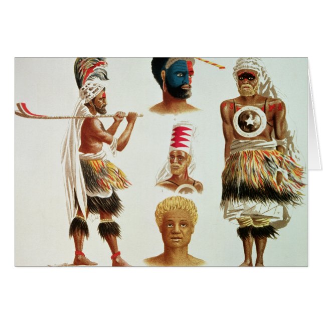 Diverse dansende kostuums in Nakello, Fiji (Voorkant Horizontaal)