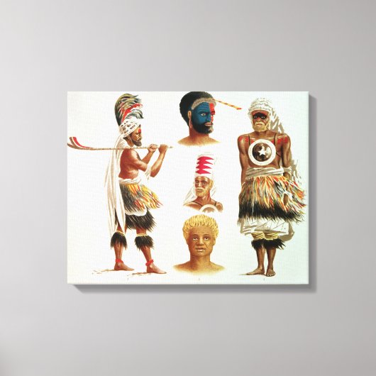 Diverse dansende kostuums in Nakello, Fiji Canvas Afdruk (Voorkant)